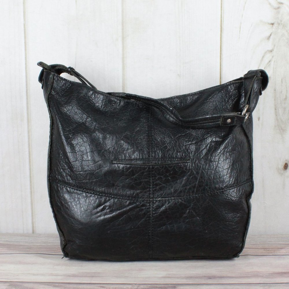 The Sak Black Leather Slouchy Studded Hobo Shoulder Bag Purse Handbag - Picture 10 of 12